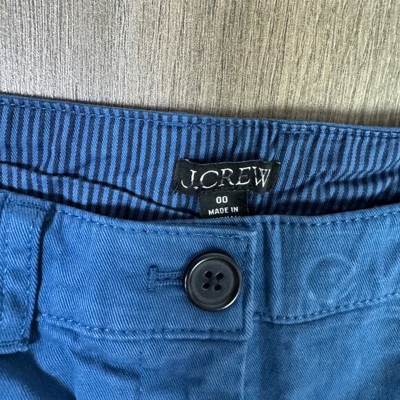 J.Crew Updated 4" Heritage Chino Shorts WMNS Size 00 Blue Mid Rise Stretch CI577 - Picture 2 of 5
